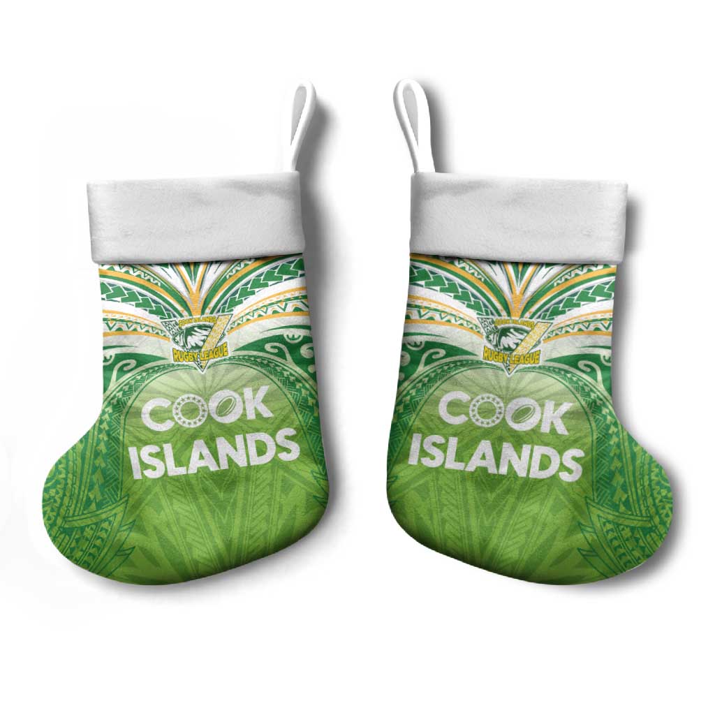 Cook Islands Rugby League Christmas Stocking Tatau Tribal Motifs-Light Green Color - Polynesian Pride
