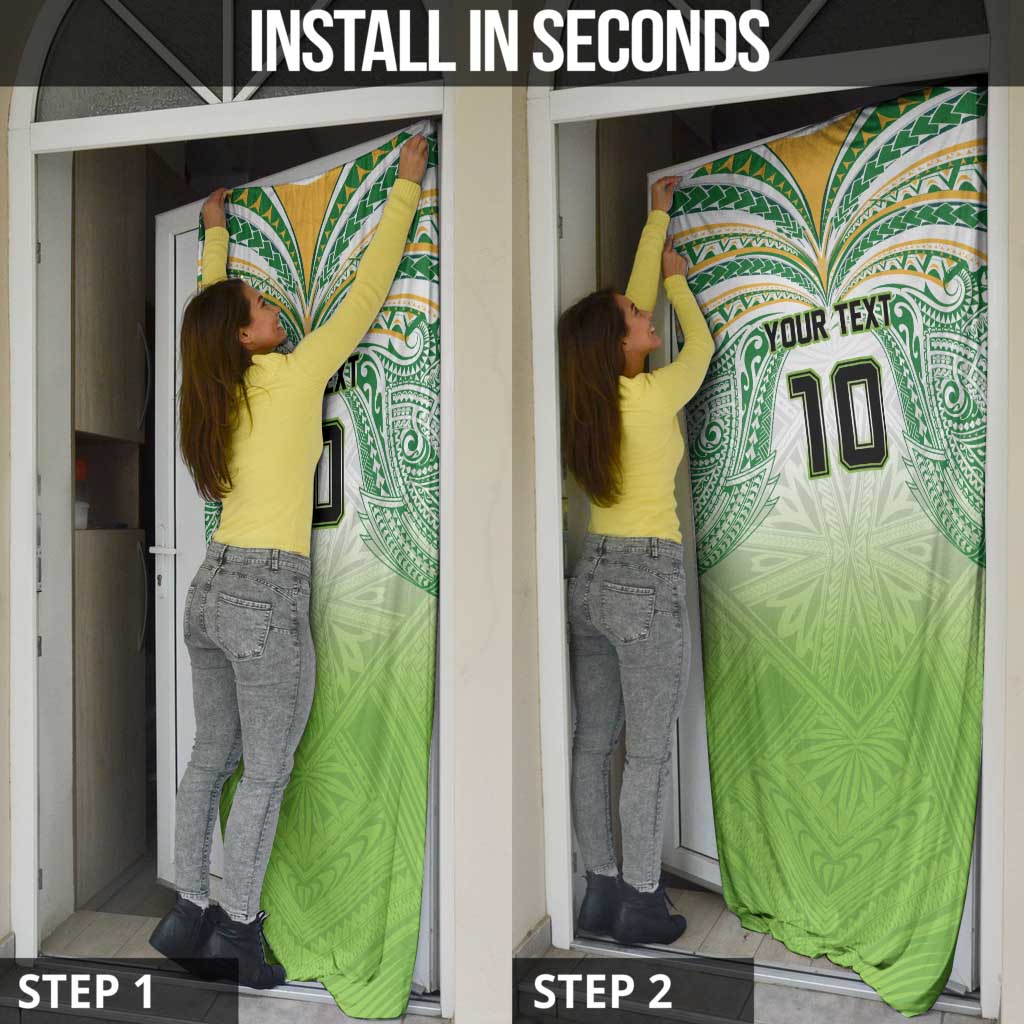 Custom Cook Islands Rugby League Door Cover Tatau Tribal Motifs-Light Green Color - Polynesian Pride