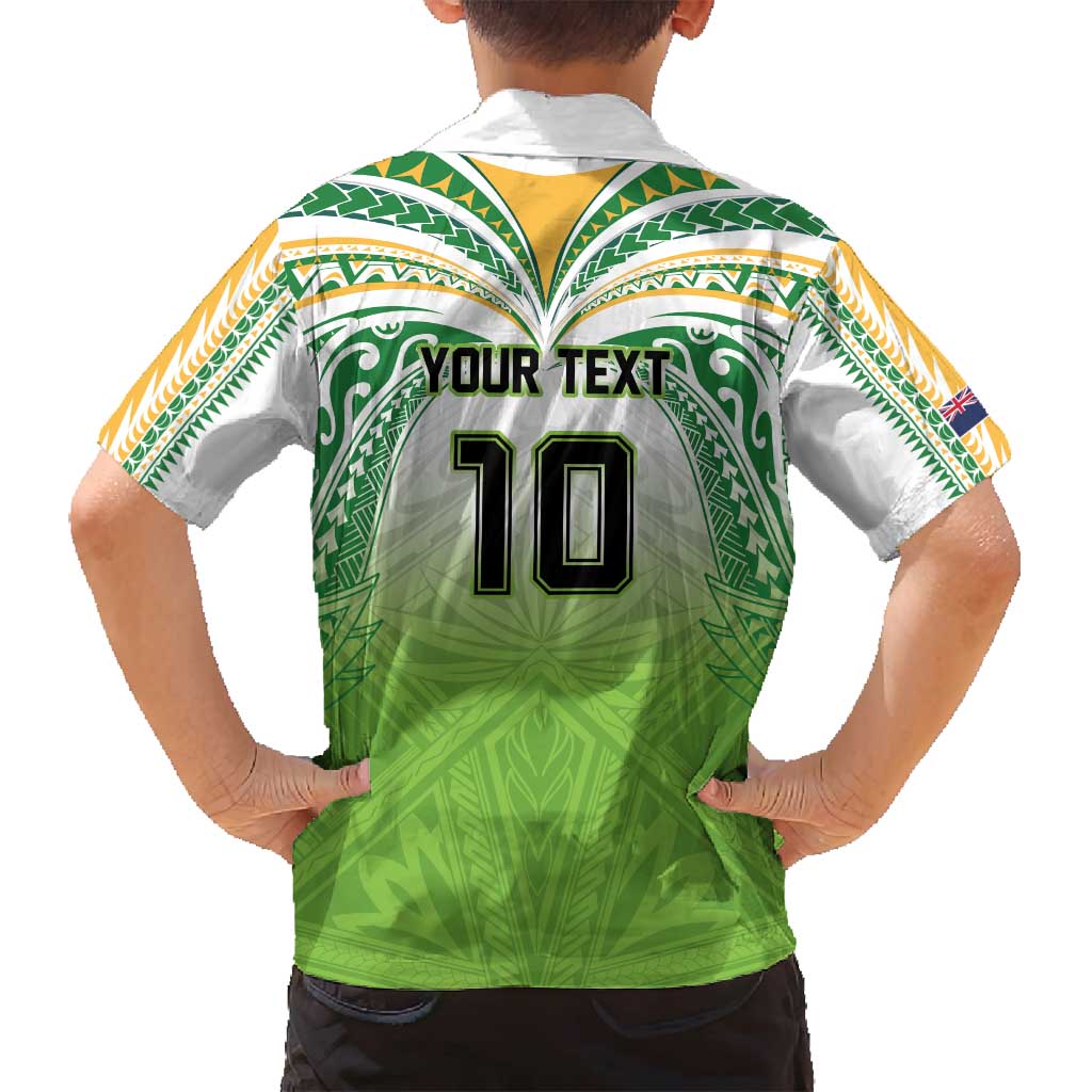 Custom Cook Islands Rugby League Family Matching Puletasi and Hawaiian Shirt Tatau Tribal Motifs-Light Green Color - Polynesian Pride