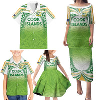 Custom Cook Islands Rugby League Family Matching Puletasi and Hawaiian Shirt Tatau Tribal Motifs-Light Green Color - Polynesian Pride
