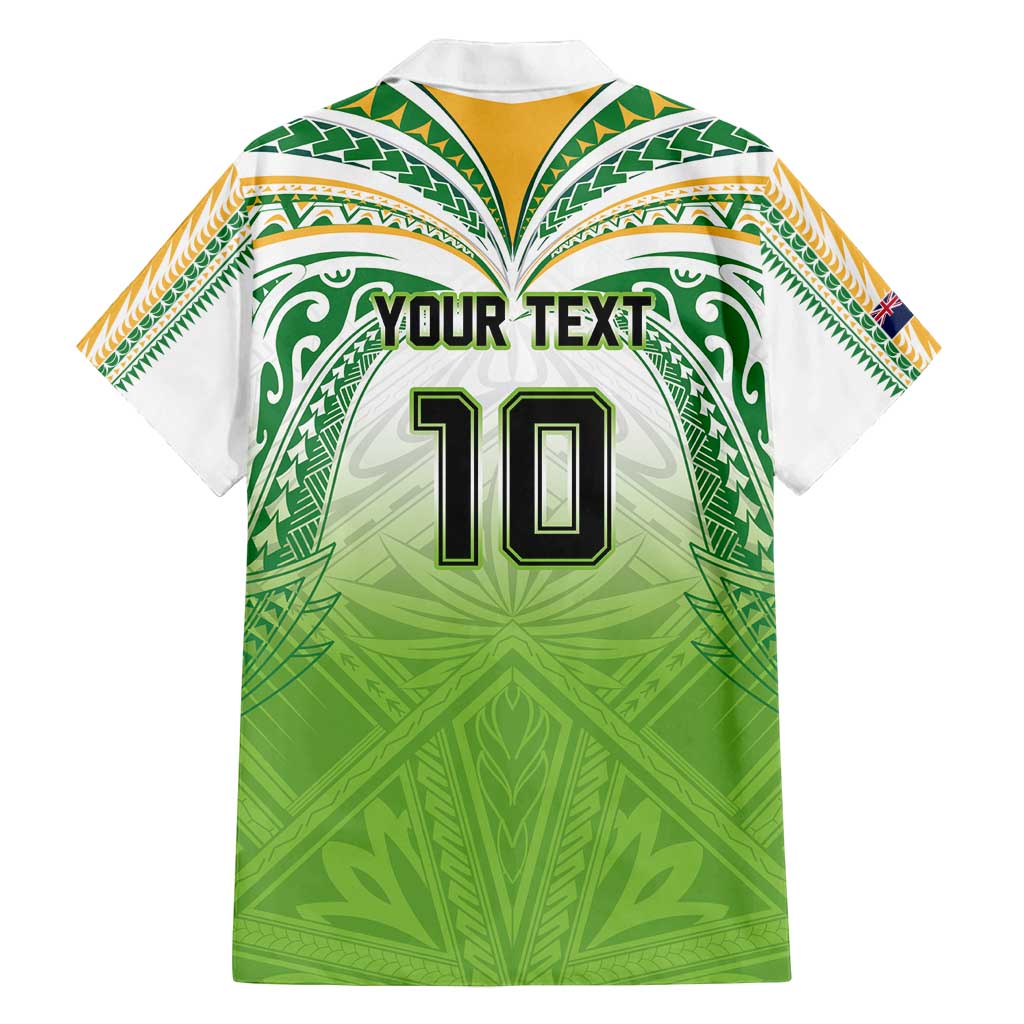 Custom Cook Islands Rugby League Family Matching Tank Maxi Dress and Hawaiian Shirt Tatau Tribal Motifs-Light Green Color - Polynesian Pride