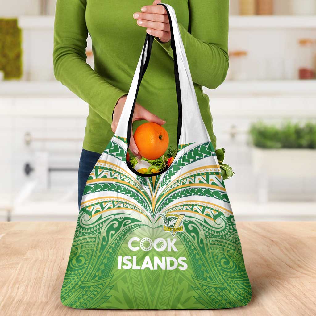 Cook Islands Rugby League Grocery Bag Tatau Tribal Motifs-Light Green Color - Polynesian Pride