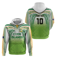 Custom Cook Islands Rugby League Hoodie Tatau Tribal Motifs-Light Green Color - Polynesian Pride