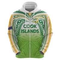 Custom Cook Islands Rugby League Hoodie Tatau Tribal Motifs-Light Green Color - Polynesian Pride