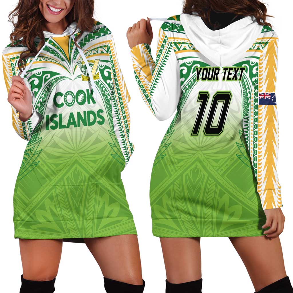 Custom Cook Islands Rugby League Hoodie Dress Tatau Tribal Motifs-Light Green Color - Polynesian Pride