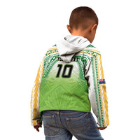 Custom Cook Islands Rugby League Kid Hoodie Tatau Tribal Motifs-Light Green Color - Polynesian Pride