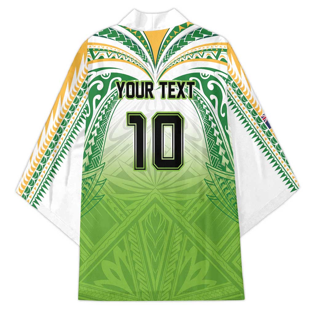 Custom Cook Islands Rugby League Kimono Tatau Tribal Motifs-Light Green Color - Polynesian Pride