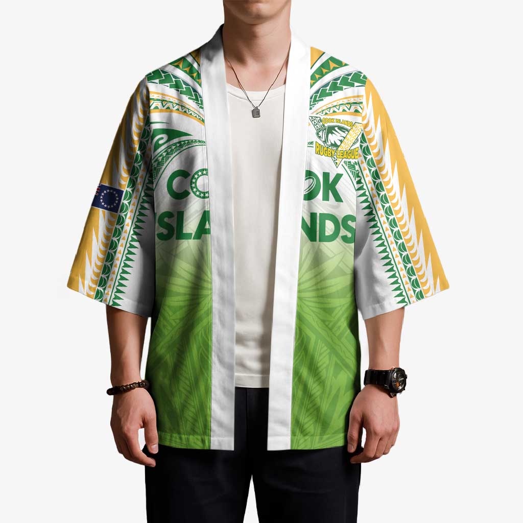Custom Cook Islands Rugby League Kimono Tatau Tribal Motifs-Light Green Color - Polynesian Pride