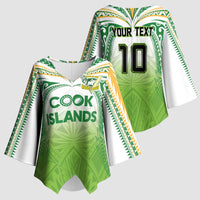 Custom Cook Islands Rugby League Kimono Sleeve Blouse Tatau Tribal Motifs-Light Green Color - Polynesian Pride