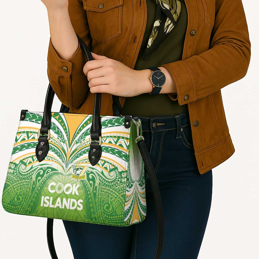 Cook Islands Rugby League Leather Bag Tatau Tribal Motifs-Light Green Color - Polynesian Pride