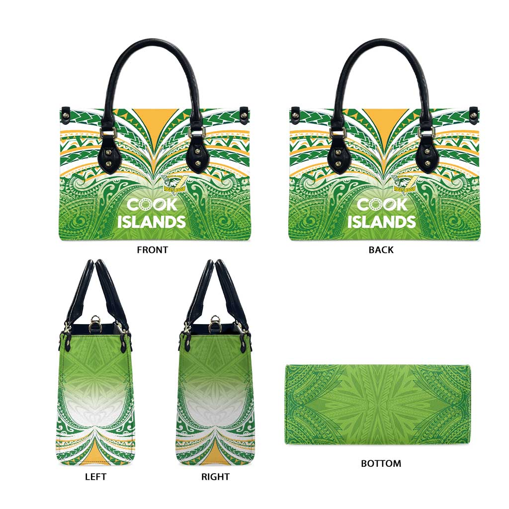 Cook Islands Rugby League Leather Bag Tatau Tribal Motifs-Light Green Color - Polynesian Pride