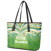 Cook Islands Rugby League Leather Tote Bag Tatau Tribal Motifs-Light Green Color - Polynesian Pride