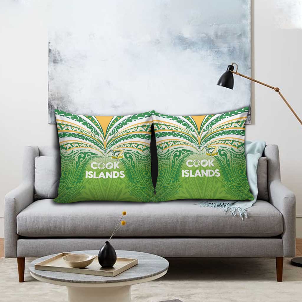 Cook Islands Rugby League Pillow Cover Tatau Tribal Motifs-Light Green Color - Polynesian Pride
