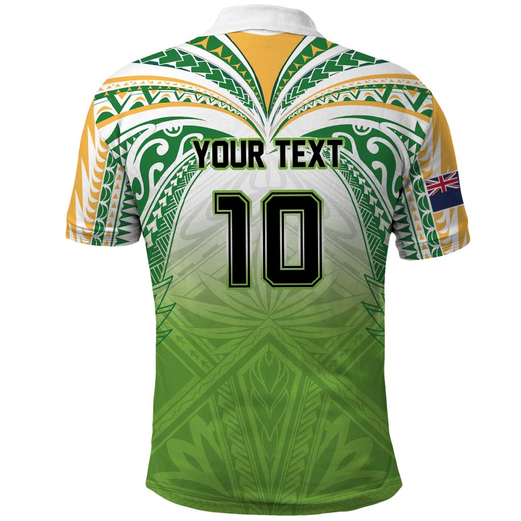 Custom Cook Islands Rugby League Polo Shirt Tatau Tribal Motifs-Light Green Color - Polynesian Pride