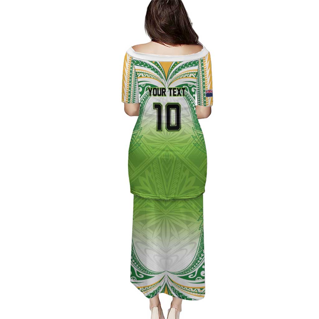 Custom Cook Islands Rugby League Puletasi Tatau Tribal Motifs-Light Green Color - Polynesian Pride