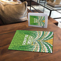 Cook Islands Rugby League Puzzle Tatau Tribal Motifs-Light Green Color - Polynesian Pride