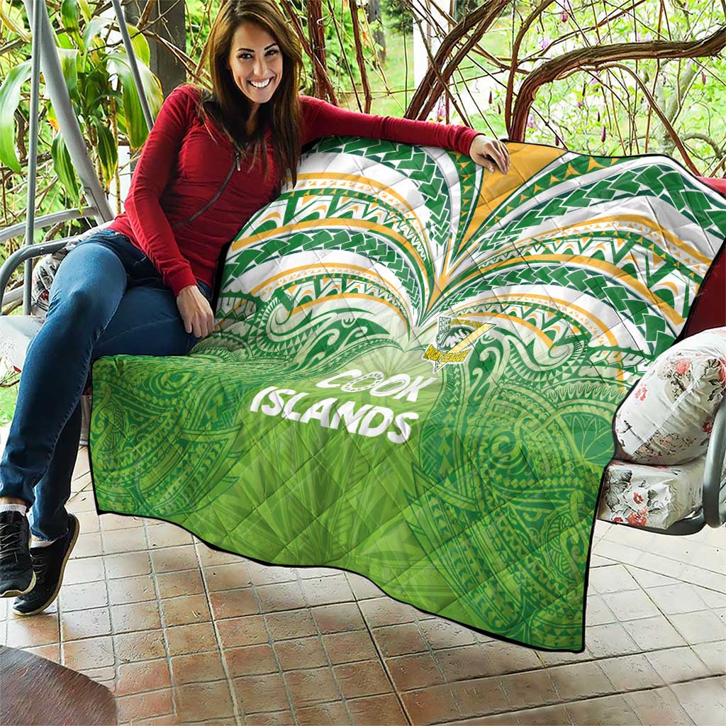 Cook Islands Rugby League Quilt Tatau Tribal Motifs-Light Green Color - Polynesian Pride