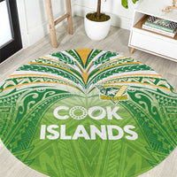 Cook Islands Rugby League Round Carpet Tatau Tribal Motifs-Light Green Color - Polynesian Pride