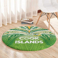 Cook Islands Rugby League Round Carpet Tatau Tribal Motifs-Light Green Color - Polynesian Pride
