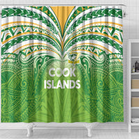 Cook Islands Rugby League Shower Curtain Tatau Tribal Motifs-Light Green Color - Polynesian Pride