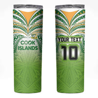 Custom Cook Islands Rugby League Skinny Tumbler Tatau Tribal Motifs-Light Green Color - Polynesian Pride