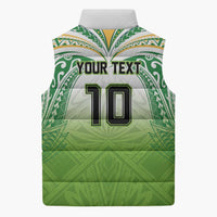 Custom Cook Islands Rugby League Sleeveless Puffer Jacket Tatau Tribal Motifs-Light Green Color - Polynesian Pride