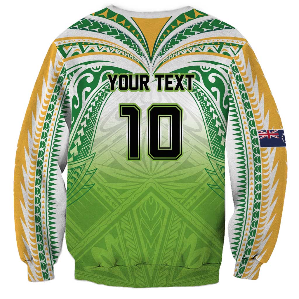 Custom Cook Islands Rugby League Sweatshirt Tatau Tribal Motifs-Light Green Color - Polynesian Pride