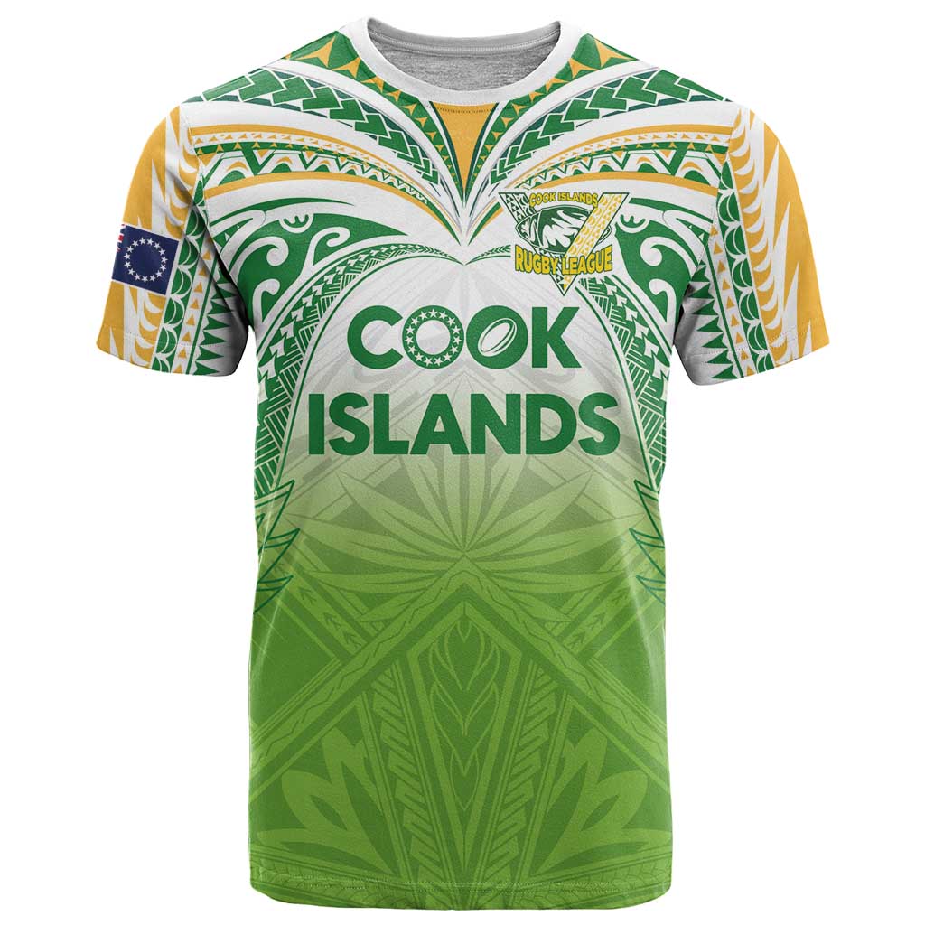 Custom Cook Islands Rugby League T Shirt Tatau Tribal Motifs-Light Green Color - Polynesian Pride