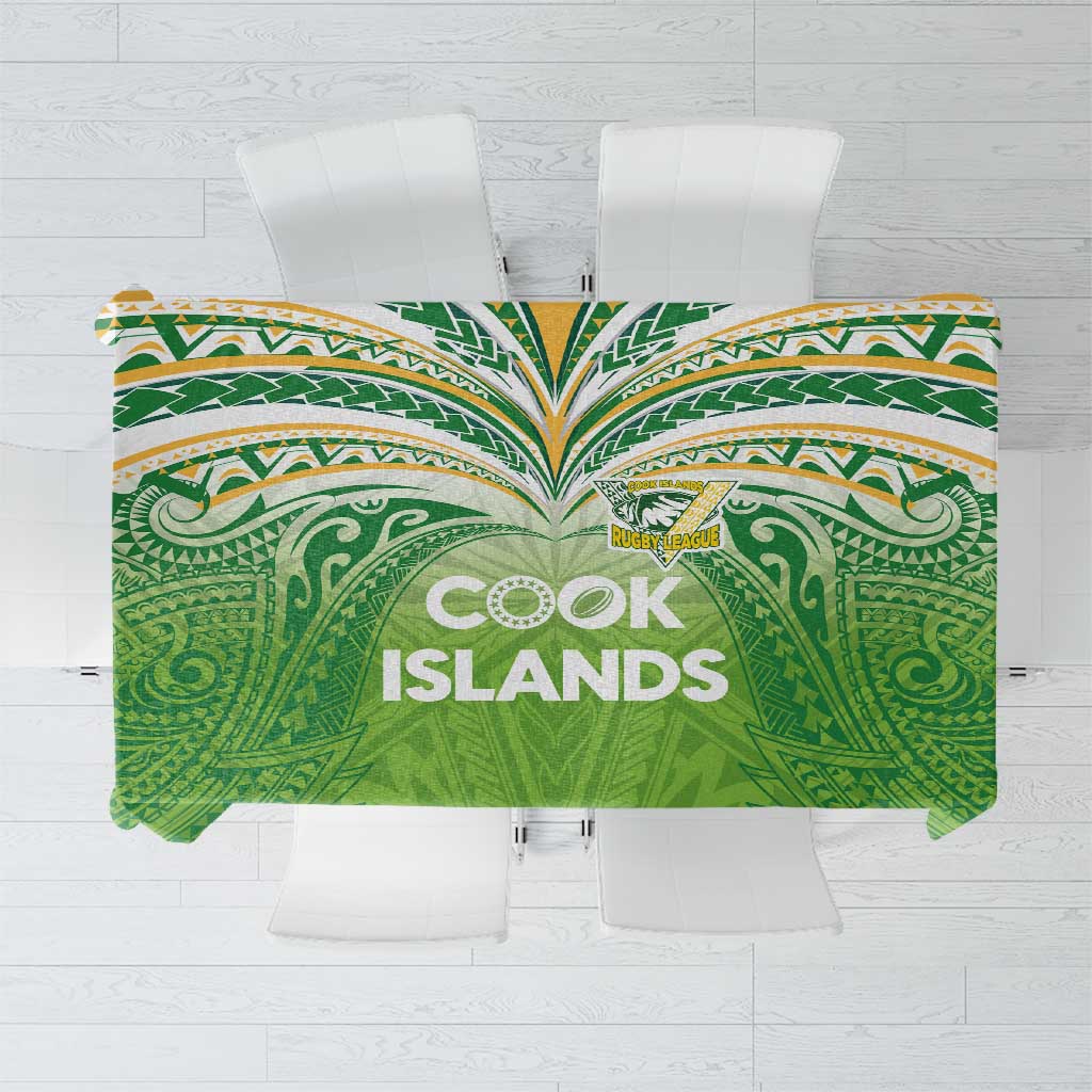 Cook Islands Rugby League Tablecloth Tatau Tribal Motifs-Light Green Color - Polynesian Pride