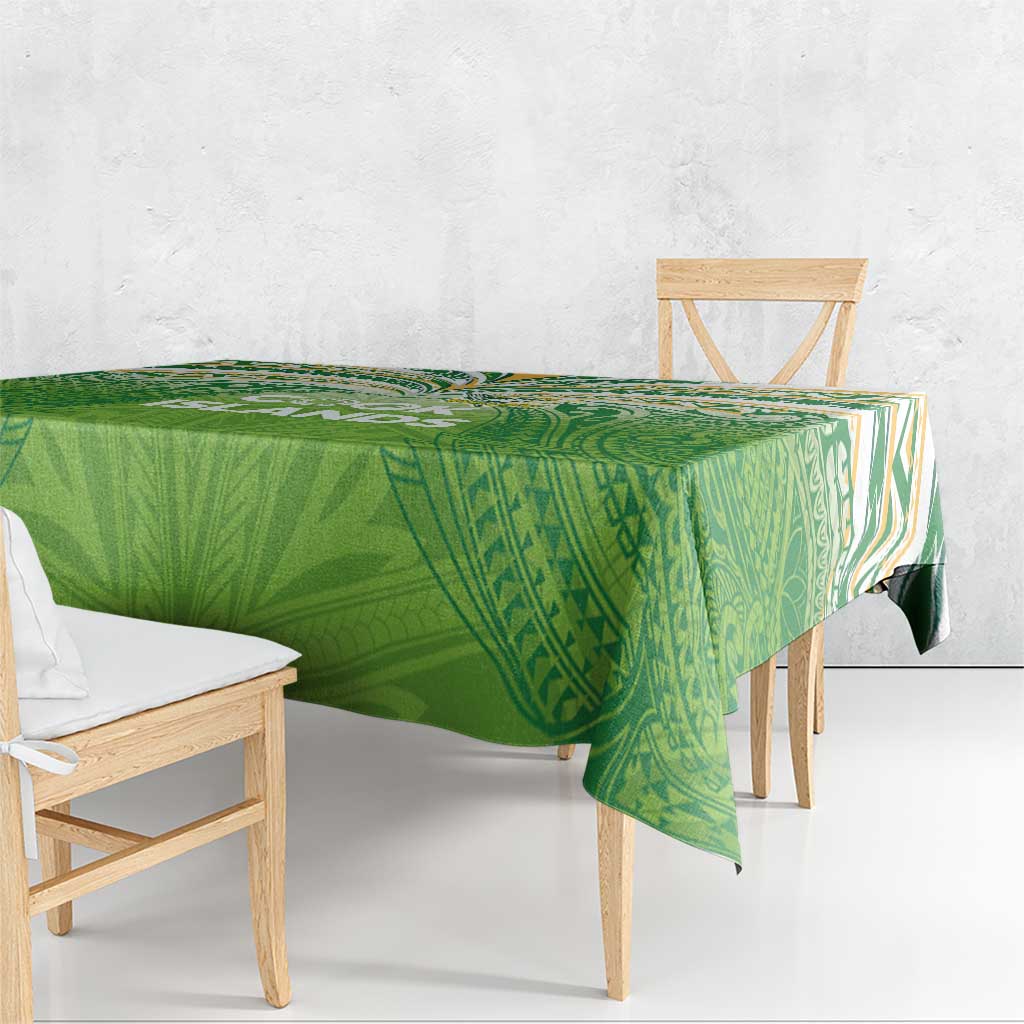Cook Islands Rugby League Tablecloth Tatau Tribal Motifs-Light Green Color - Polynesian Pride