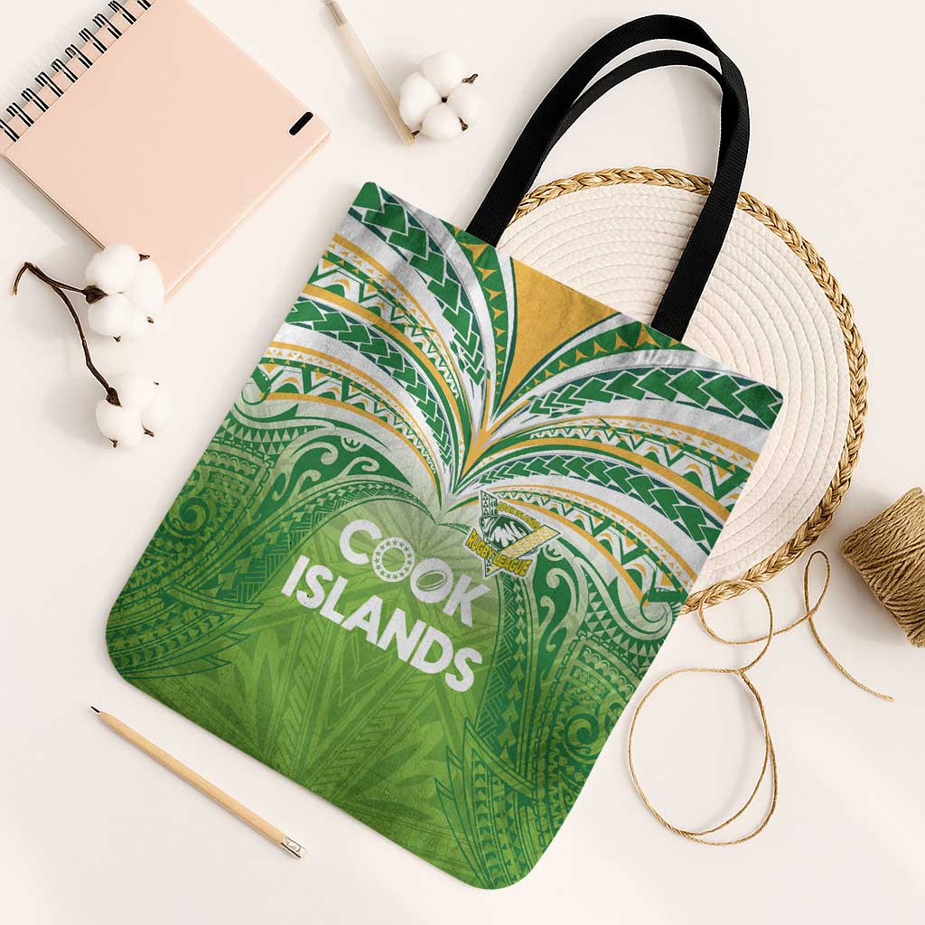 Cook Islands Rugby League Tote Bag Tatau Tribal Motifs-Light Green Color - Polynesian Pride