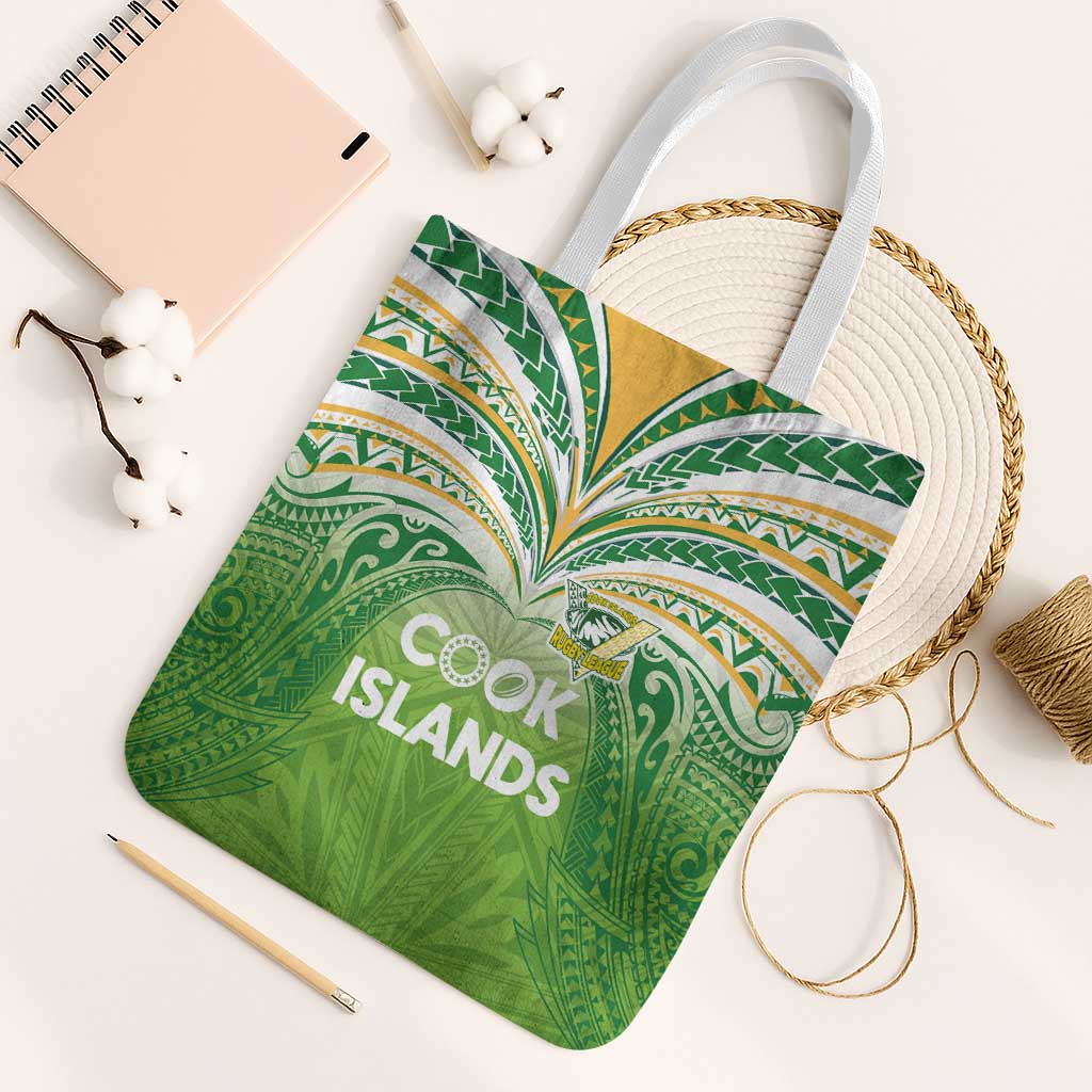 Cook Islands Rugby League Tote Bag Tatau Tribal Motifs-Light Green Color - Polynesian Pride