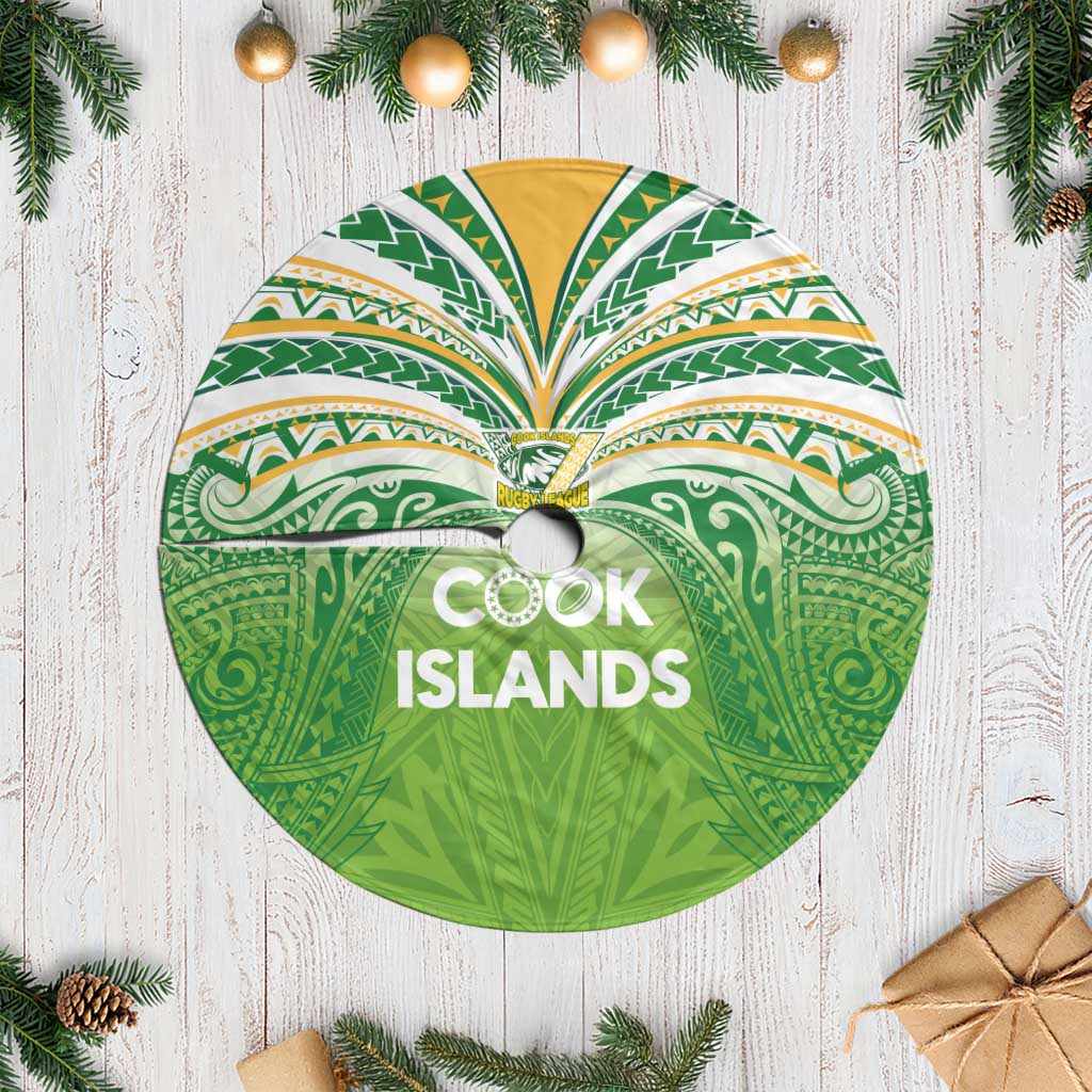 Cook Islands Rugby League Tree Skirt Tatau Tribal Motifs-Light Green Color - Polynesian Pride