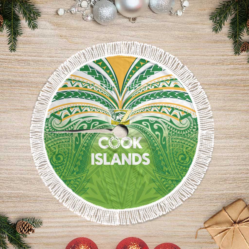 Cook Islands Rugby League Tree Skirt Tatau Tribal Motifs-Light Green Color - Polynesian Pride