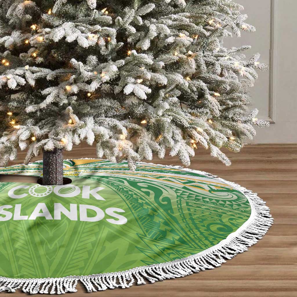 Cook Islands Rugby League Tree Skirt Tatau Tribal Motifs-Light Green Color - Polynesian Pride