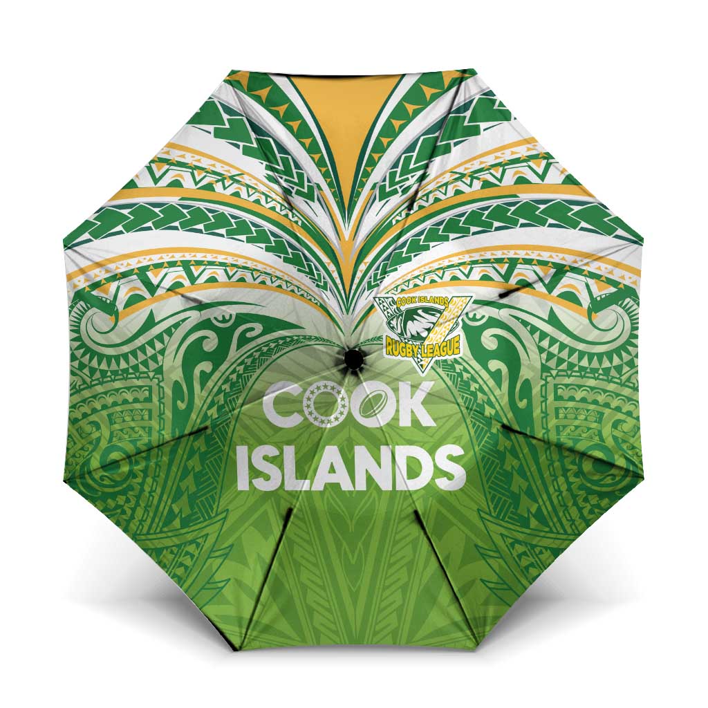 Cook Islands Rugby League Umbrella Tatau Tribal Motifs-Light Green Color - Polynesian Pride