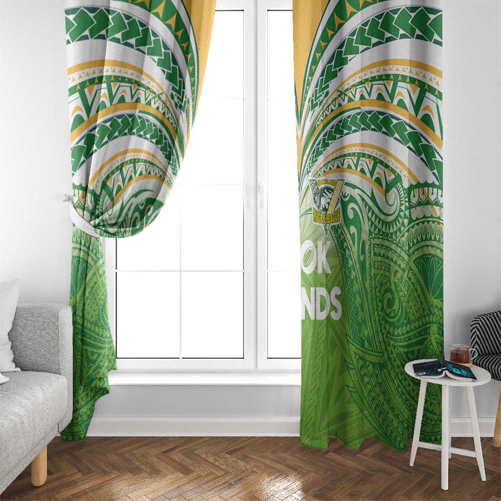 Cook Islands Rugby League Window Curtain Tatau Tribal Motifs-Light Green Color - Polynesian Pride