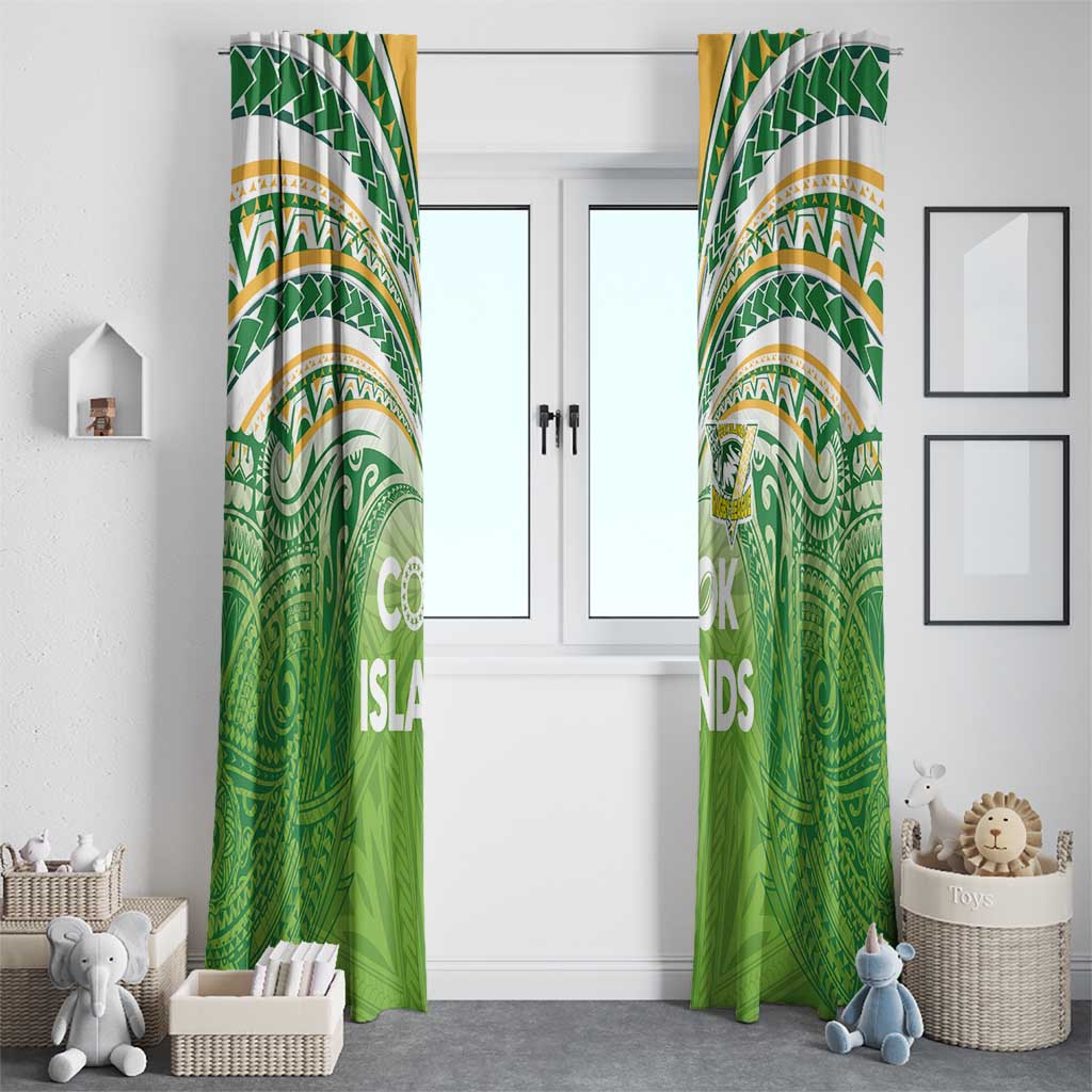 Cook Islands Rugby League Window Curtain Tatau Tribal Motifs-Light Green Color - Polynesian Pride