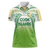 Custom Cook Islands Rugby League Women Polo Shirt Tatau Tribal Motifs-Light Green Color - Polynesian Pride