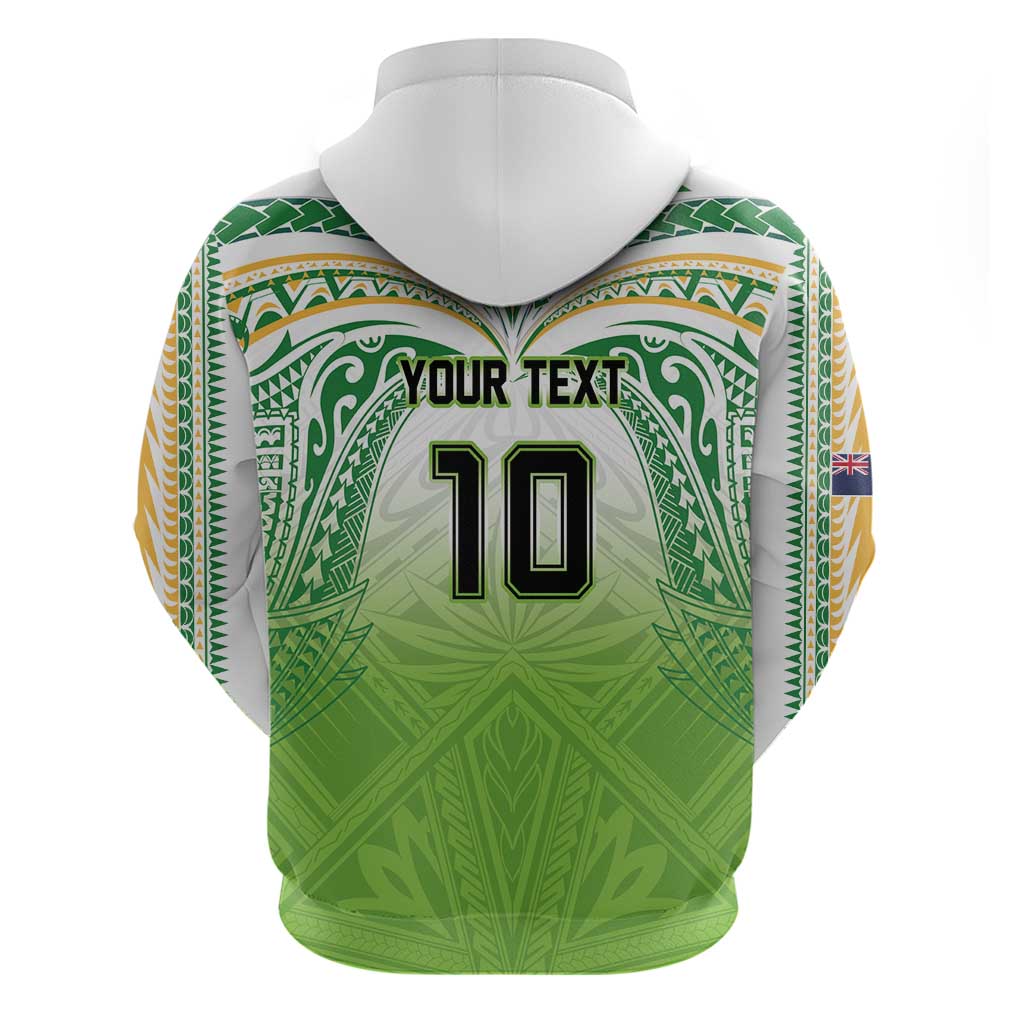 Custom Cook Islands Rugby League Zip Hoodie Tatau Tribal Motifs-Light Green Color - Polynesian Pride