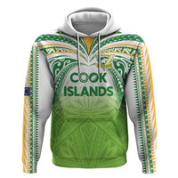 Custom Cook Islands Rugby League Zip Hoodie Tatau Tribal Motifs-Light Green Color - Polynesian Pride