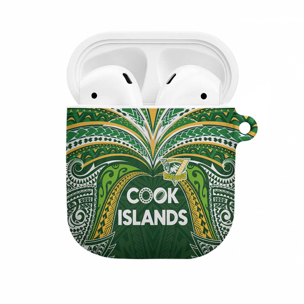 Cook Islands Rugby League AirPods Case Tatau Tribal Motifs-Dark Green Color - Polynesian Pride