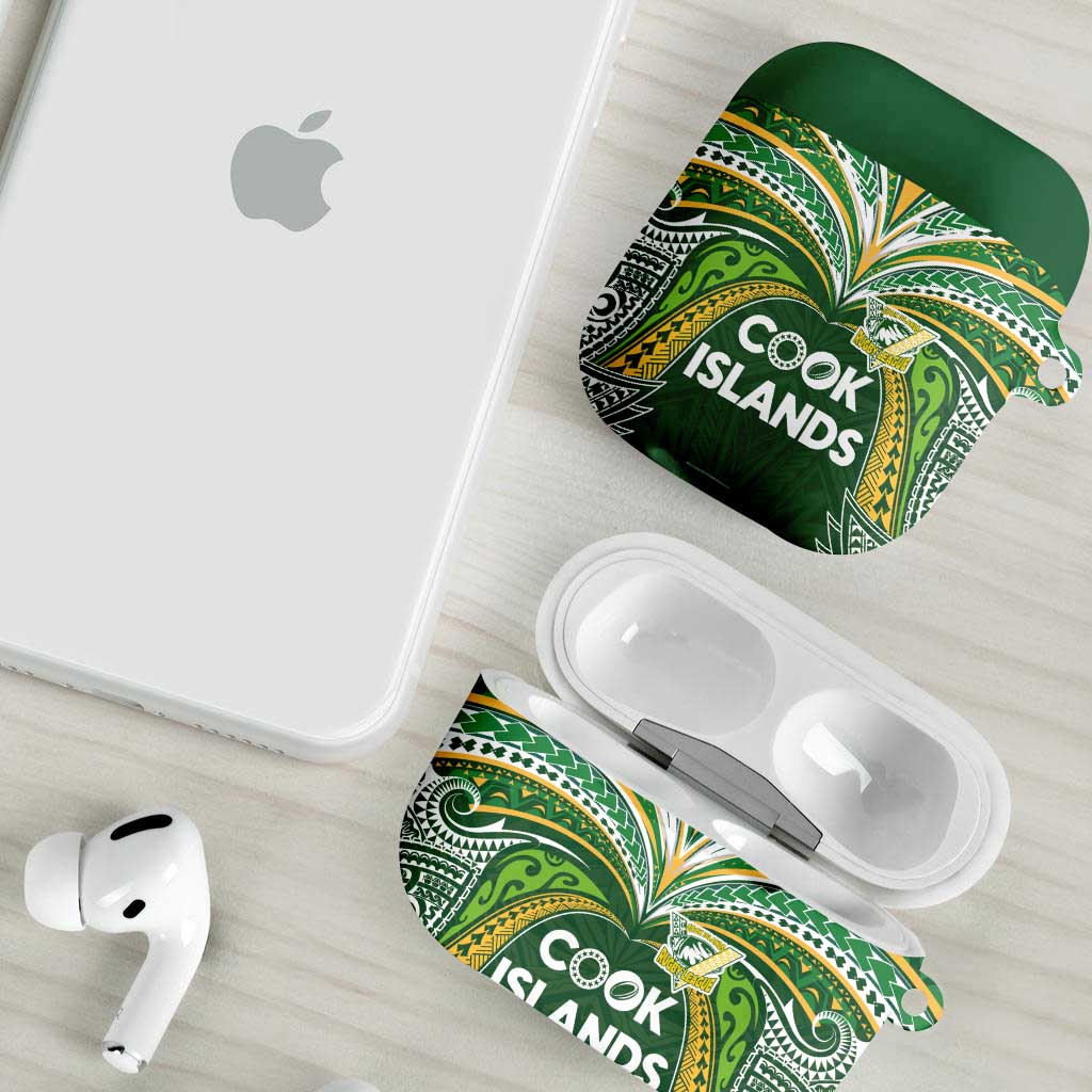 Cook Islands Rugby League AirPods Case Tatau Tribal Motifs-Dark Green Color - Polynesian Pride