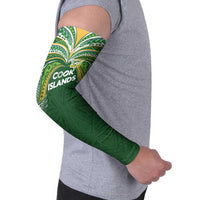 Custom Cook Islands Rugby League Arm Sleeves Tatau Tribal Motifs-Dark Green Color - Polynesian Pride