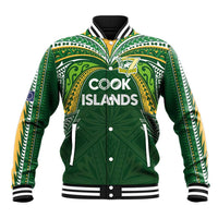 Custom Cook Islands Rugby League Baseball Jacket Tatau Tribal Motifs-Dark Green Color - Polynesian Pride