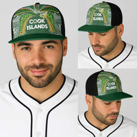 Cook Islands Rugby League Baseball Net Cap Tatau Tribal Motifs-Dark Green Color - Polynesian Pride