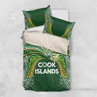 Cook Islands Rugby League Bedding Set Tatau Tribal Motifs-Dark Green Color - Polynesian Pride