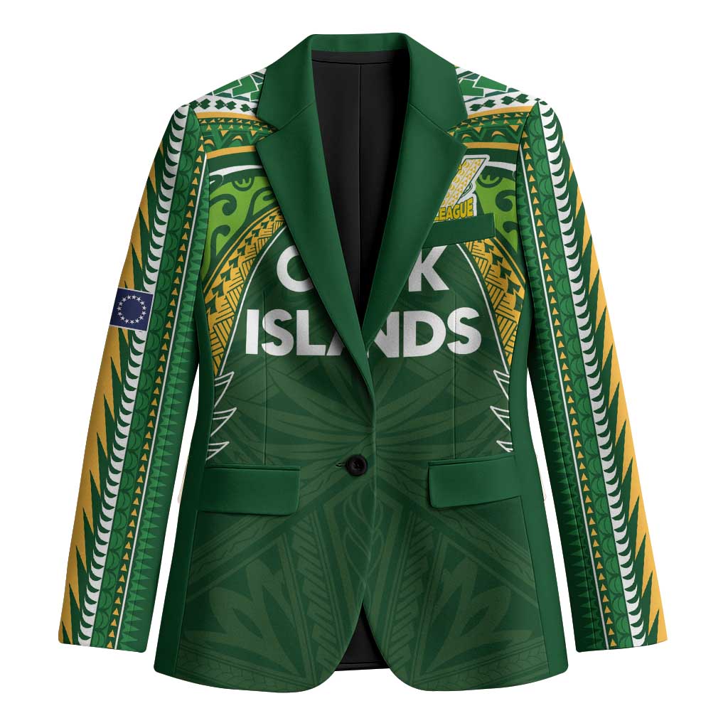 Custom Cook Islands Rugby League Blazer Tatau Tribal Motifs-Dark Green Color - Polynesian Pride
