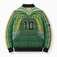 Custom Cook Islands Rugby League Bomber Puffer Jacket Tatau Tribal Motifs-Dark Green Color - Polynesian Pride