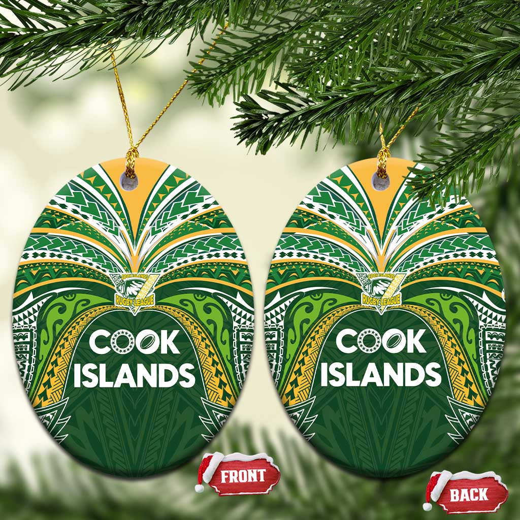 Cook Islands Rugby League Ceramic Ornament Tatau Tribal Motifs-Dark Green Color - Polynesian Pride